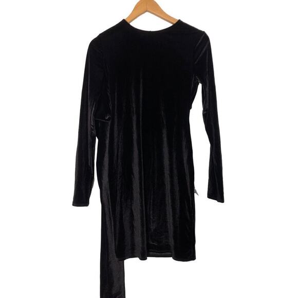 Topshop Dress Velvet Wrap Mock Neck Cutout Back Long Sleeve Mini NWT 4-6 - Picture 4 of 9